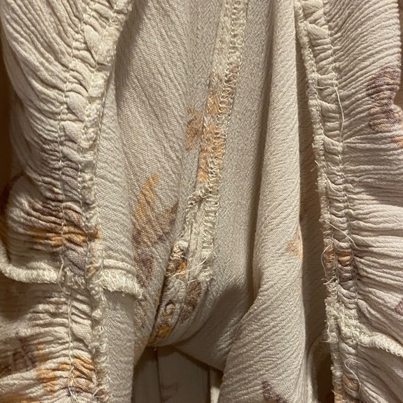 Free People Small Floral Ruched Layered Flowy Long Sleeve Blouse Top - Picture 5 of 15